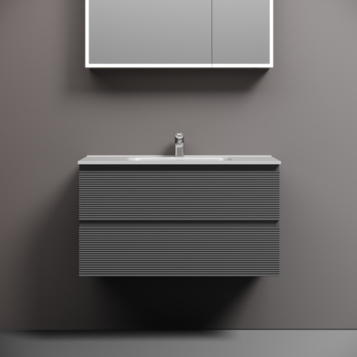 Тумба под раковину Sancos FOLK FL90GS 90х40 подвесная цвет серый - фото 3